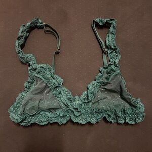Free People Teal Lace Ruffle Triangle Bralette